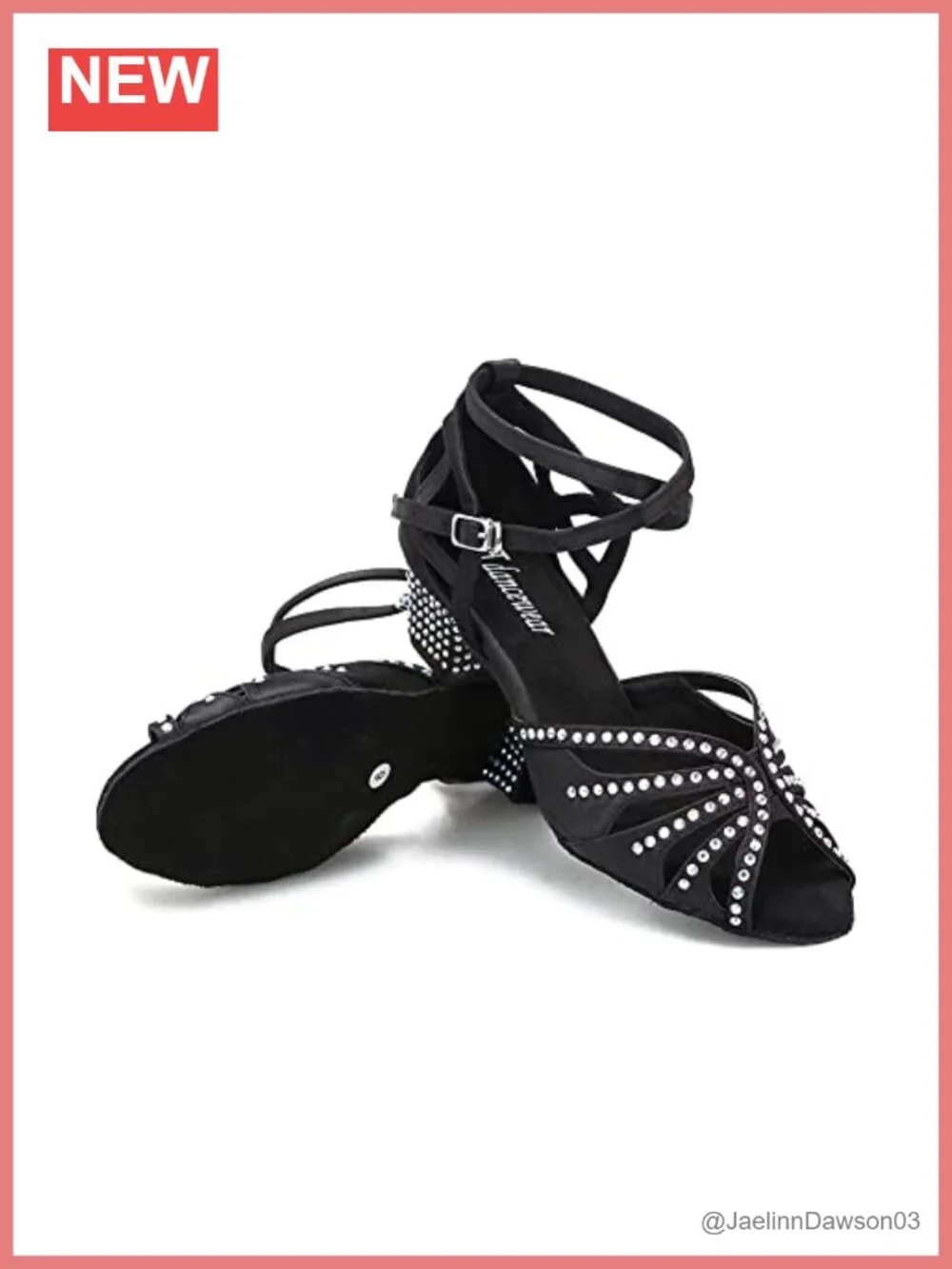 Women's Satin Low Heel Ballroom Dance Shoes with Rhinestones Cuban Heel